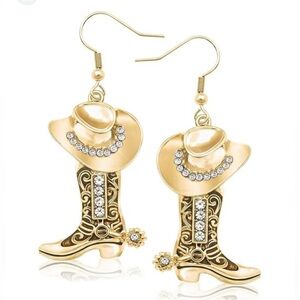 18k Gold Plated Golden dangle boot earrings New